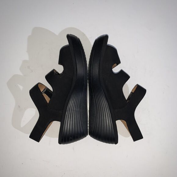 Clarks Sandals Womens Size 7.5 Black Reedly Juno Wedge Platform Comfort Leather - Picture 7 of 10